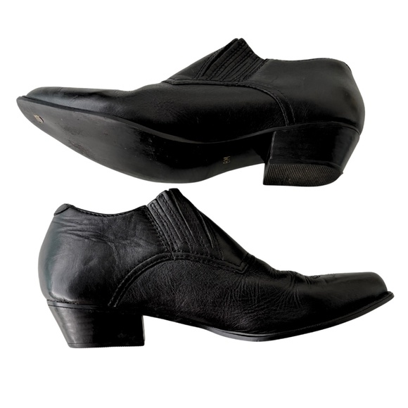 Durango Vintage Western Rocker Slip-On Black Leather Boots Size 8 (90s/2000s) - Picture 1 of 8
